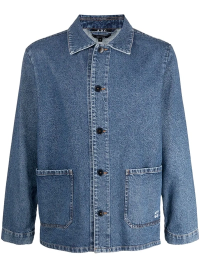 Shop Apc Button-up Denim Shirt Jacket In Blue