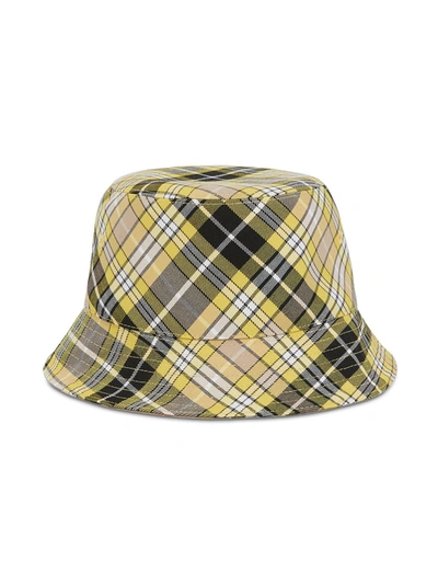 Burberry Reversible Checked Wool-blend Twill Bucket Hat In Beige