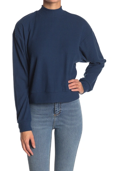 Shop Abound Brushed Ribbed Knit Mock Neck Sweater In Blue Blur