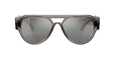Shop Versace Man Sunglasses Ve4401 In Light Grey Mirror Silver 80