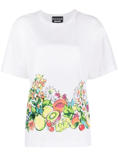 Shop Boutique Moschino Fruit Print Cotton T-shirt In White