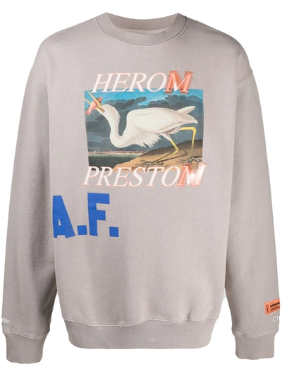 Shop Heron Preston Graphic-print Long-sleeved Sweatshirt In Neutrals