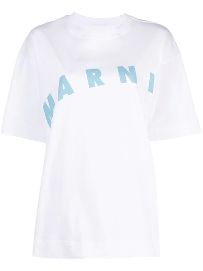 Shop Marni Logo-print Oversized T-shirt In White