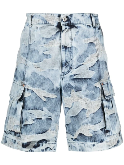Shop Valentino Camouflage-pattern Bermuda Shorts In Blue