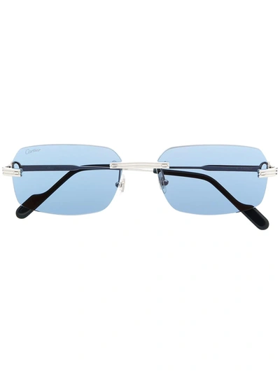 Shop Cartier Square-frame Sunglasses In Silver