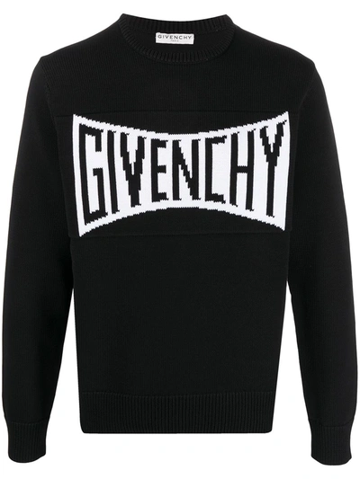 Shop Givenchy Intarsia-knit Logo Sweatshirt In Black