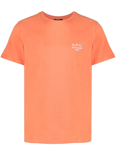 Shop Apc Logo-print Short-sleeved T-shirt In Orange