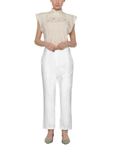 Shop Alessia Santi Woman Pants White Size 6 Linen, Viscose