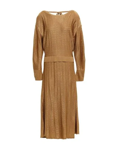 Shop Esteban Cortazar Woman Midi Dress Camel Size Xs Viscose In Beige
