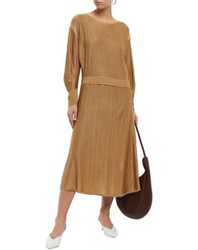 Shop Esteban Cortazar Woman Midi Dress Camel Size Xs Viscose In Beige