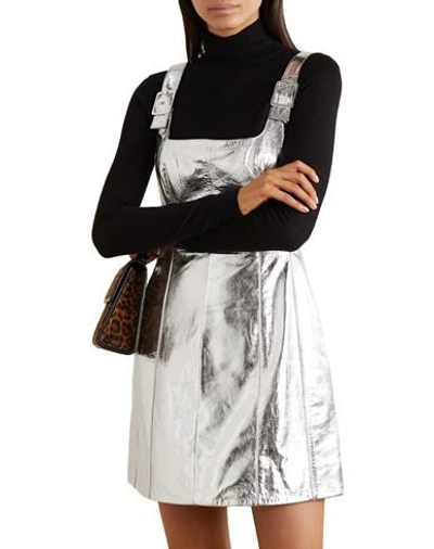 Shop Alexa Chung Alexachung Woman Short Dress Silver Size 2 Soft Leather