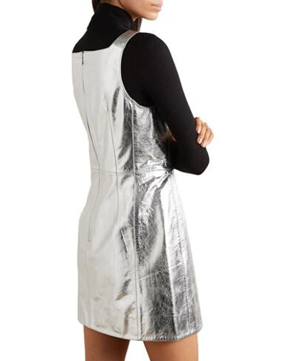 Shop Alexa Chung Alexachung Woman Short Dress Silver Size 2 Soft Leather