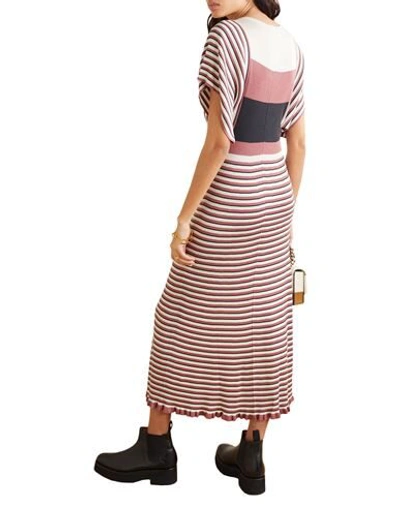 Shop Alexa Chung Alexachung Woman Midi Dress Pastel Pink Size L Silk, Cotton