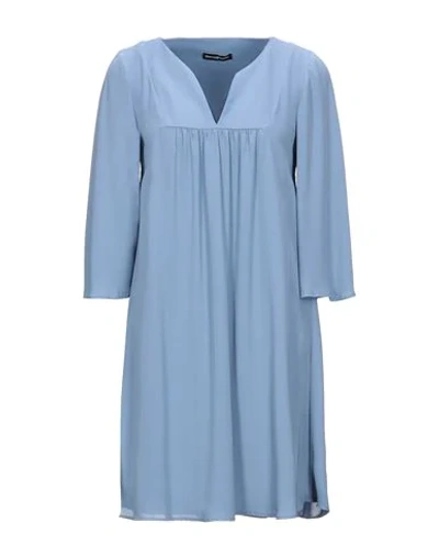 Shop Biancoghiaccio Woman Mini Dress Pastel Blue Size 6 Polyester