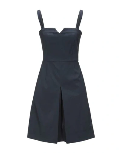Shop Biancoghiaccio Woman Short Dress Midnight Blue Size 6 Polyester, Cotton, Elastane