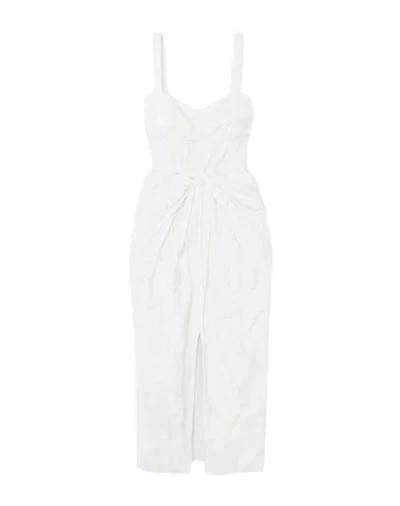 Shop Jason Wu Collection Woman Midi Dress White Size 8 Viscose, Cotton, Stainless Steel
