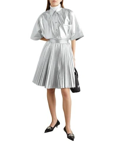 Pushbutton Midi Skirts In Silver