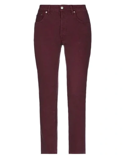 Shop Golden Goose Woman Jeans Burgundy Size 27 Cotton In Maroon
