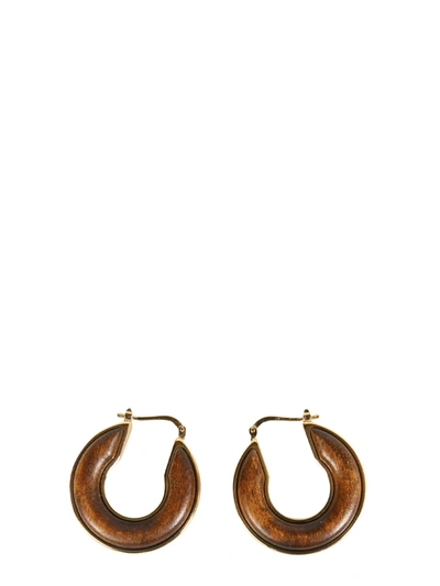 Shop Jil Sander Brass Hoop Earrings In Marrone