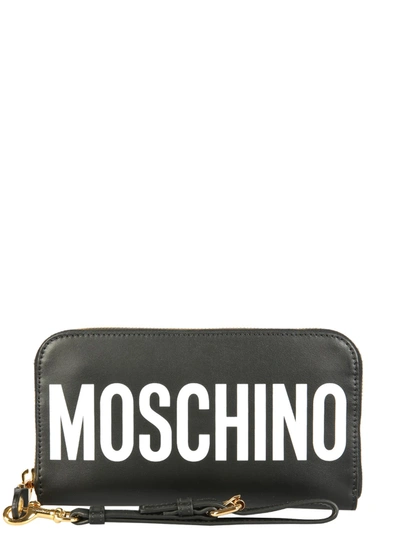 Shop Moschino Long Wallet With Maxi Logo In Nero