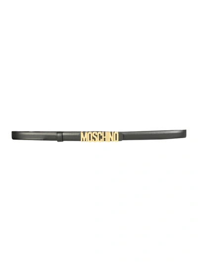 Shop Moschino Belt With Mini Lettering Logo In Nero
