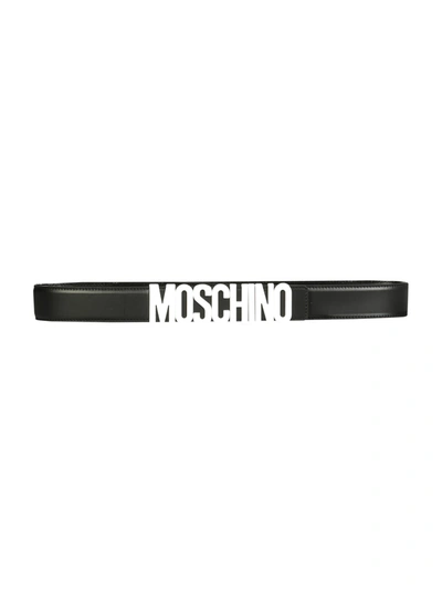 Shop Moschino Belt With Logo Lettering In Nero