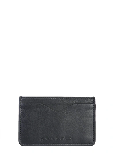 Shop Alexander Mcqueen Leather Card Holder In Nero