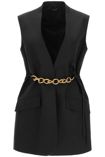 Shop Givenchy Sleeveless Jacket With Chain In Black (black)