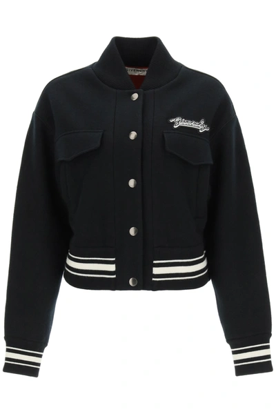 Shop Givenchy Bomber Jacket With Logo Patch In Black (black)