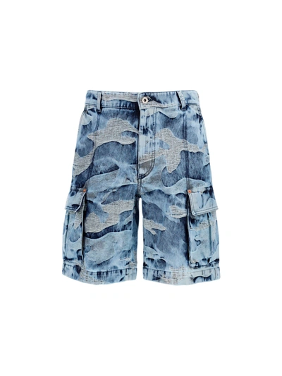 Shop Valentino Bermuda Shorts In Denim Blue