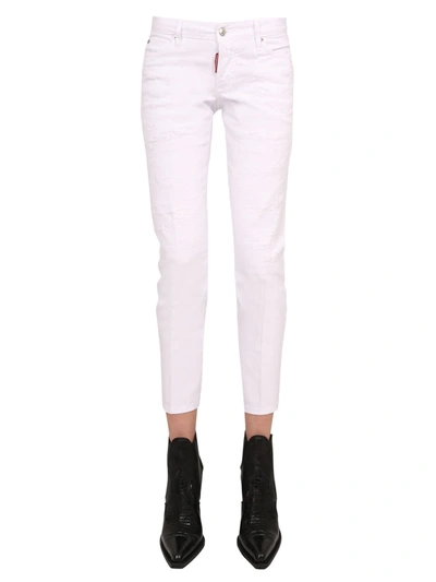Shop Dsquared2 Jennifer Cropped Jeans In Bianco