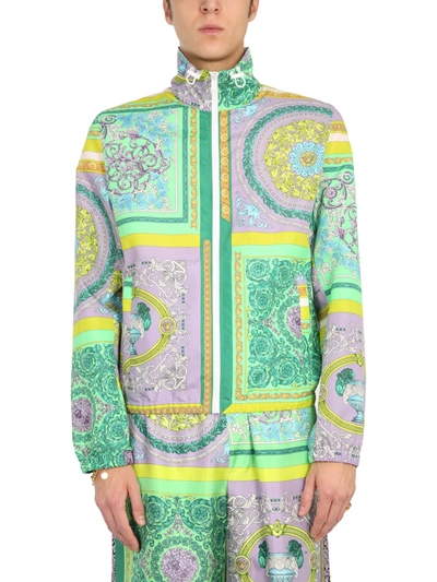 Shop Versace Printed Jacket In Multicolor