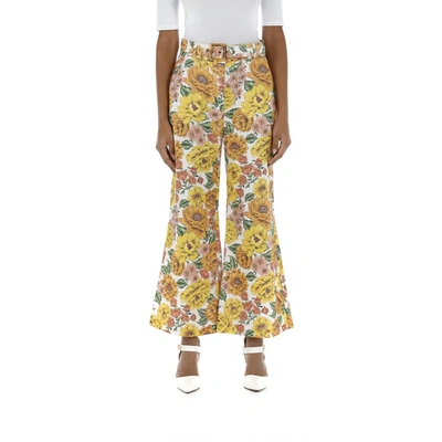 Shop Zimmermann Poppy Crop Flare Pant In Sfl Sunshine Floral