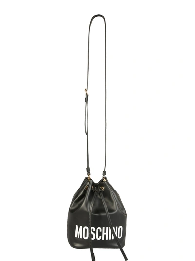 Shop Moschino Bucket Bag With Logo In Nero