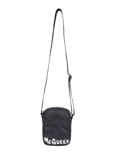 Shop Alexander Mcqueen Shoulder Bag With Logo In Nero