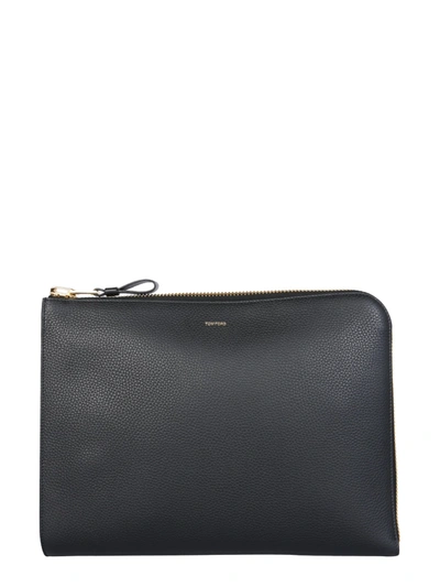 Shop Tom Ford Leather Pouch In Nero