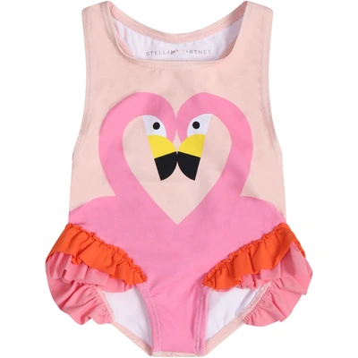 Shop Stella Mccartney Pink Swimsuit For Babygirl In Multicolor