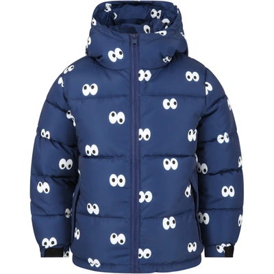 Shop Stella Mccartney Blue Jacket For Kids With Eyes