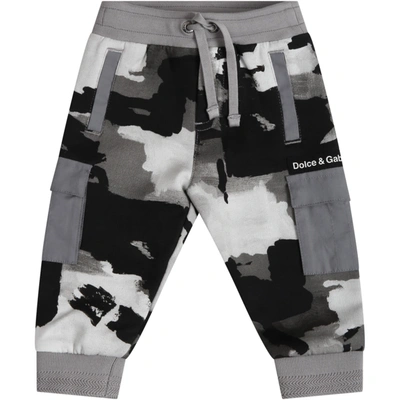 Shop Dolce & Gabbana Multicolor Sweatpants For Babyboy With Logo