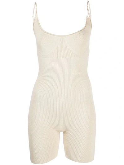 Shop Jacquemus Body Short Cycling Playsuit In Neutrals