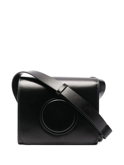 Shop Lemaire Camera Leather Crossbody Bag In Black