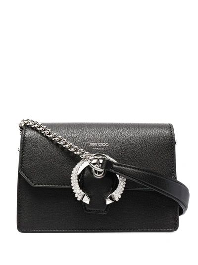 Shop Jimmy Choo Madeline Crystal-buckle Crossbody Bag In Black