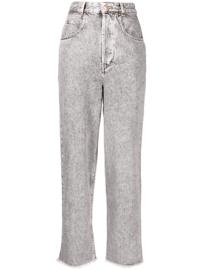 Shop Isabel Marant High-rise Acid-wash Straight-leg Jeans In Grey