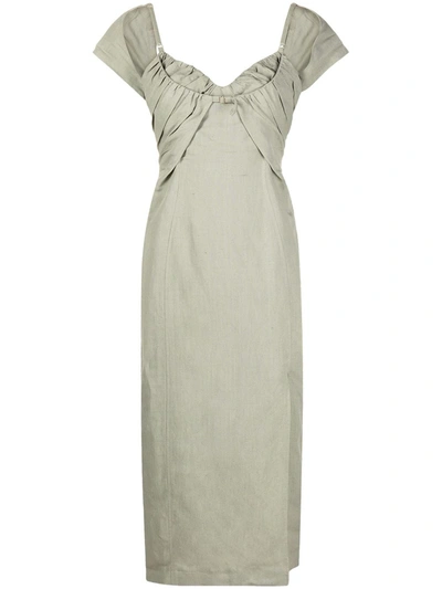 Shop Jacquemus Fitted Midi Dress In Green