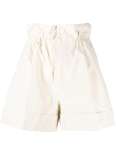 Shop Moncler Paperbag Waist Shorts In Neutrals