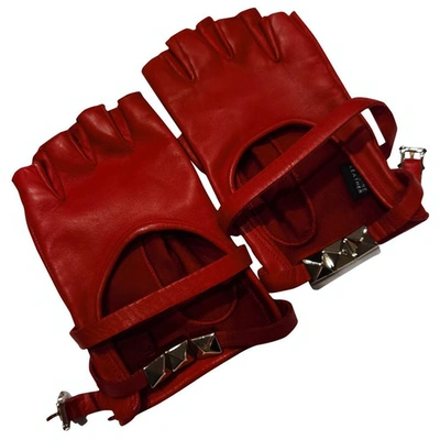 Pre-owned Valentino Garavani Red Leather Gloves