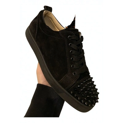 Pre-owned Christian Louboutin Louis Junior Spike Black Suede Trainers