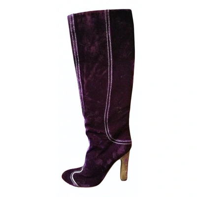 Pre-owned Bottega Veneta Purple Velvet Boots