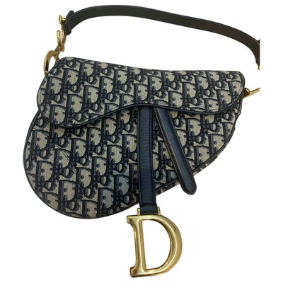 Pre-owned Dior Saddle Blue Cloth Handbag