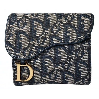 Pre-owned Dior Saddle Blue Cloth Wallet